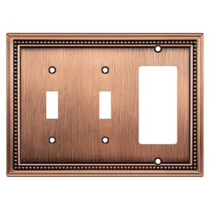 Henne Bery Sunken Pearls Decor Wall Plate Switch Outlet Cover Antique Copper - Picture 1 of 6