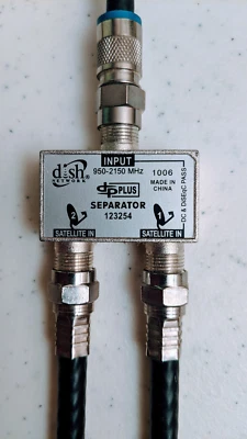Dish Network Separator for Dual Tuners 123254 W/ Coax Jumpers DP Plus EUC  - Image 1 of 2
