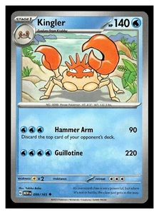 Pokemon Kingler 099/165 Scarlet & Violet 151 - Picture 1 of 1
