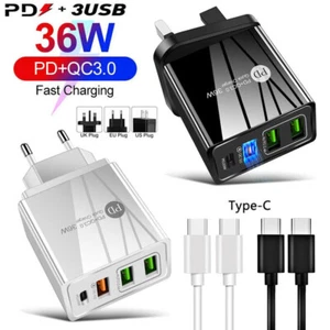 USB PD 36W Type C Wall Plug Fast Charger QC3.0 Adapter For Samsung A15 A25 A55 - Picture 1 of 21