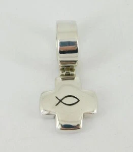 Silpada 925 Sterling Silver Ichthus Fish Cross Pendant Chunky S0866 - Picture 1 of 12