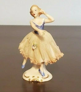 Vintage Porcelain Ballerina Dancer 3 1/2" Figurine Crown Mark Made In Germany - Picture 1 of 8