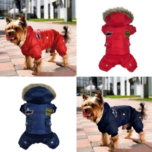 Winter Warm Pet Clothes Small Dog Coats Four Legs Puppy Soft Fur Hooded Jacket - Picture 1 of 14