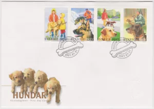 Sweden FDC 2001, Dogs, Golden Retriever Labrador German Shepherd Dachshund, Mint - Picture 1 of 1