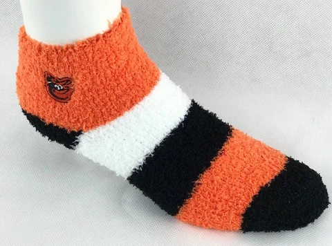 Baltimore Orioles Orange Black & White Pro Stripe Fuzzy Socks Cover