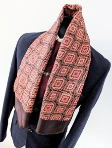 Men's Vintage Red Geometric Scarf, Gents 60's Acetate Retro Scarf Ascot Opera - Picture 1 of 20