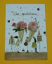 1x Postkarten Wir gratulieren  Silke Leffler Grätz Eiswaffeln Blumen Torte 