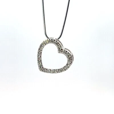Ciondolo In Argento Sterling Con Cuore Aperto In CZ Creato In Laboratorio - Immagine 1 di 4
