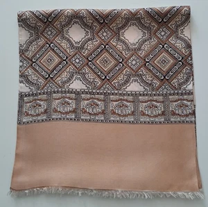 Vintage Herren 60er Jahre Fransen Seide Stil Geometrisch Gemustert Schal (905E) - Bild 1 von 2