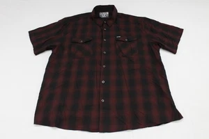 Dixxon Flannel The Bishop Mens Sz 4XL Bamboo Blend Short Sleeve Shirt Red Black - Picture 1 of 7