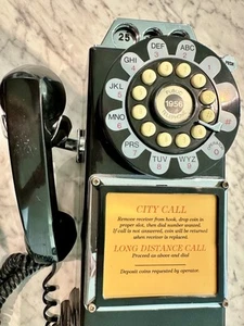 VTG 50s Inspired Pay Landline Telephone Bank Coins Phone Booth Superman Payphone - Picture 1 of 8