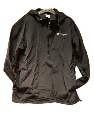 Para hombres M Champion Negro Ripstop Nylon Pullover Anorak Media Cremallera Chaqueta Sin Forro... Foto 1 de 4