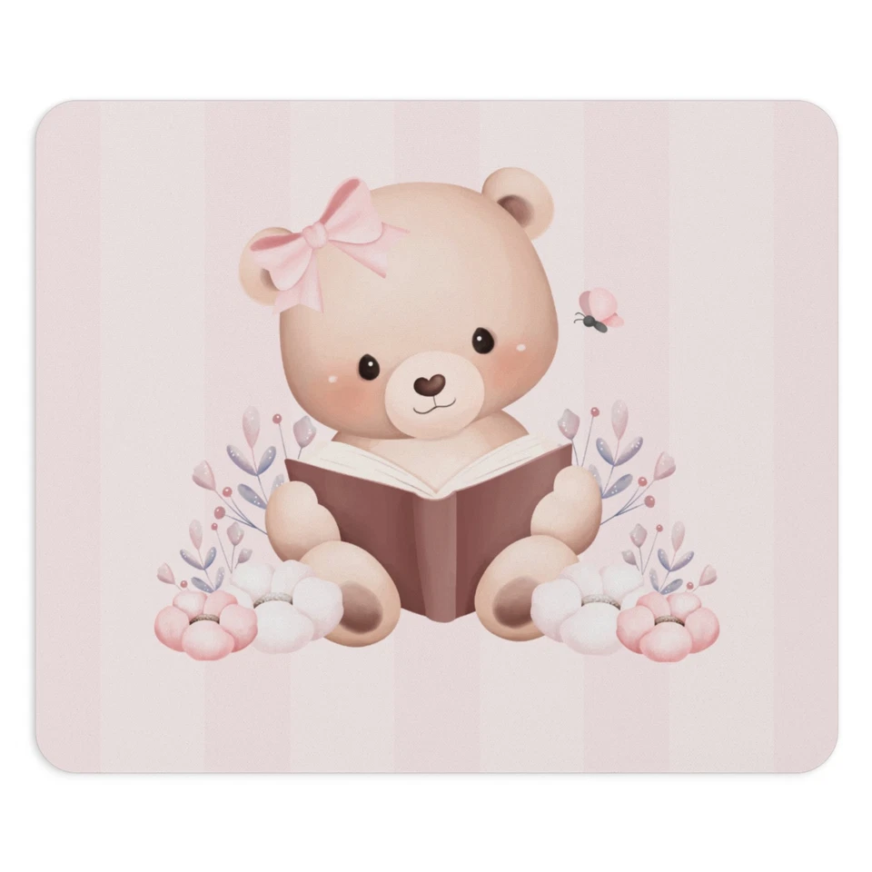 Cute Bear Reading Mouse Pad, Desk Accessory, Book Lovers - Image 1 of 1