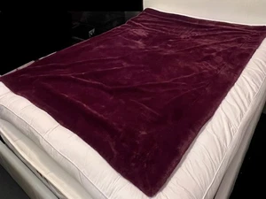 Solid Fluffy Blanket Soft Warm Faux Fur Burgundy Throw Fleece Sofa 120 x 175cm - Picture 1 of 5