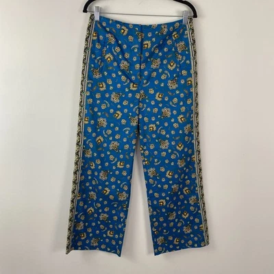 Pantalones Veronica Barba Dova Recortados Estampado Cachemira Mezcla Algodón Sarga Pierna Ancha 8 Foto 1 de 4