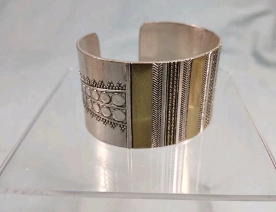 Brazalete Brazalete Estilo Étnico Tribal Tono Bronce Plata Firmado Marca Lucky Foto 1 de 4