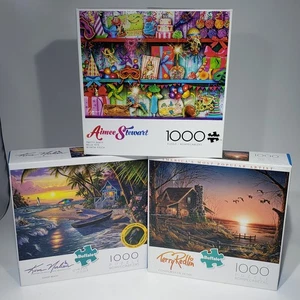 Lot of 3 Buffalo 1000 Pc Puzzles Aimee Stewart Kim Norlien Terri Redlin Complete - Picture 1 of 22