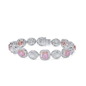 Natürliches sehr hellrosa Diamant Armband 2,66 ct Birnenschliff I1 GIA Bericht 18 K - Bild 1 von 7