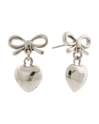 Nuovo SEED & SAGE Argento Sterling Fiocco Forma Cuore Orecchini - Fatto IN - Immagine 1 di 2
