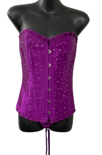 Ladies Sexy Purple Dimonte Corset With Matching G-String XL - Image 1 of 1