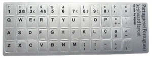 Adesivi Tastiera Silver Argento Portoghese Portuguese Stickers Keyboard Teclado - Imagen 1 de 2