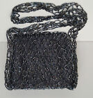 NINA GILL Womens Vintage Black Bead Embellished Lined Small Evening Shoulder Bag
