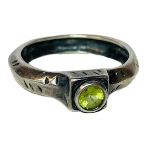 Silpada Sterling 925 Silver Peridot Etched Ring R2119 Sz 8 - Picture 1 of 8