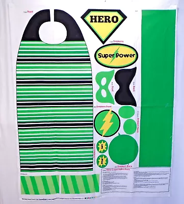 Riley Blake Superhéroe Capa Cinturón Muñequeras Máscara Algodón Tela Panel 42x34" Foto 1 de 2
