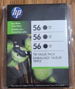 Genuine HP 56 Black Ink Cartridges 3 Pack Tri-Pack C8812BN 493335 DEC 2010 - Picture 1 of 7