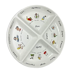 Pottery Barn Astrologie Schilder Horoskope runde Platte Wasser Erde Feuer Luft - Bild 1 von 8