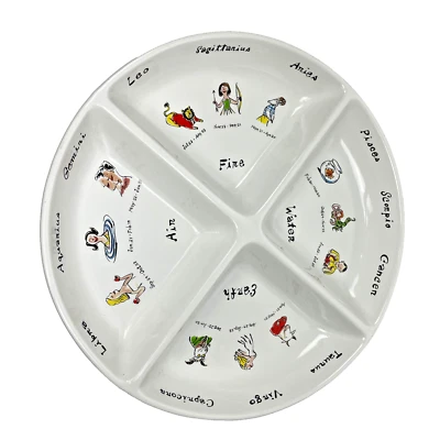 Pottery Barn астрологические знаки гороскопы круглое блюдо вода земля огонь воздух - Изображение 1 из 4