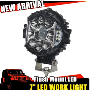 1x7" inch Round LED Light Pod Bar Flood Spot DRL Driving Lamps SUV Offroad Truck - Picture 1 of 7