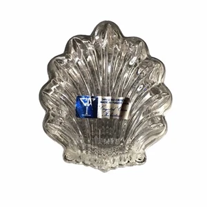 CCI 24% Lead Crystal Shell Shaped Trinket Dish With Lid Yugoslavia Vintage - Picture 1 of 8