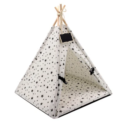 Pet Teepee Tent House indoor Portable Kennel Dog Cat Bed With Washable Cushion - Image 1 of 4