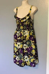 Maeve Anthropologie Silk Ruffled Smocked Giverny Dress Small - Picture 1 of 5