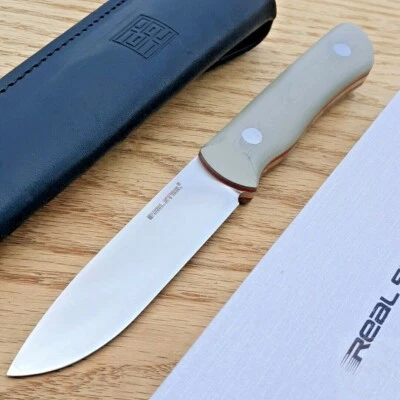 Real Steel Bushcraft III Convex Fixed Knife 4" D2 Tool Steel Blade G10 Handle