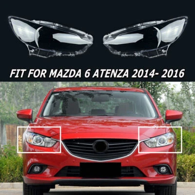 Pair Headlight Lens Cover For Mazda 6 Atenza 2014-2016 Transparent Replacement - Image 1 of 4