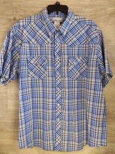 Wrangler Pearl Snap Shirt Mens XXL Plaid Short Sleeve Western Shirt Cowboy Cut - Imagen 1 de 6