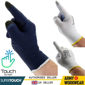 Supertouch Dotted Touchscreen Gloves PVC Dots Enhanced Grip Protection - Picture 1 of 10