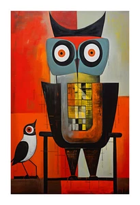 1960s Mid Century Modern Owl Art Print mco3 - Picture 1 of 2