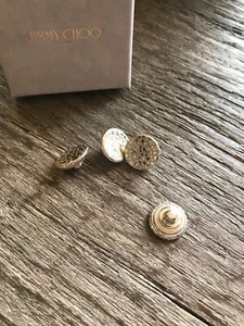 New Jimmy Choo Metallic Silver Snap On Buttons Replacement Button Electra X 2 - Picture 1 of 6