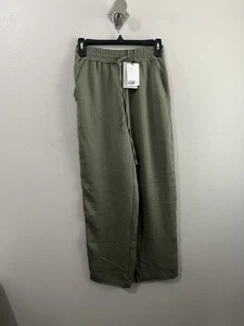 H&M Pants Women XS Elastic Waist With Pockets Sage Green Tencel Blend  - Picture 1 of 8