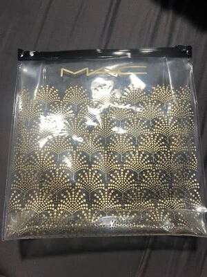 NEW MAC COSMETICS CLEAR GOLD ZIP MAKEUP BAG LIMITED EDITION 2022 - Image 1 of 3