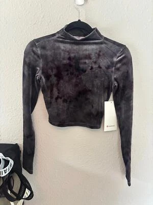 NUEVO CON ETIQUETAS Camisa Lululemon Todo Alineada Cuello Simulado Manga Larga Recortada *Terciopelo Aplastado Foto 1 de 4