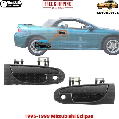 Juego de manijas de puerta delanteras exteriores negras para Mitsubishi Eclipse 1995-1999 Foto 1 de 4