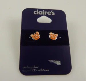 Lindos pendientes de plata esterlina gato tigre pendientes tachuelas 925 lindos - Imagen 1 de 6