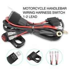 Wiring Harness Kit Motorcycle Handlebar Switch 18AWG 2 Leads 12V For LED Lights
