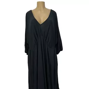 Ava & Viv Black Textured V Neck Peasant Knit Dress Womens Plus Size 3X Casual - Picture 1 of 15