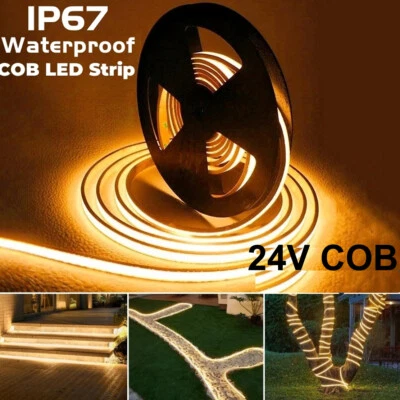 IP67 Waterproof COB LED Strip Light DC 24V 480Led Swimming Pool Flexible Tape - image 1 of 4