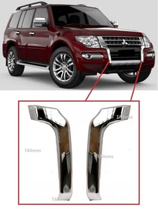 PAIR FRONT CHROME BUMPER TRIM FOR MITSUBISHI PAJERO MONTERO SHOGUN 2015-2016 - Picture 1 of 10